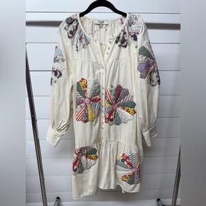 Sea patchwork dress. Shift silhouette.